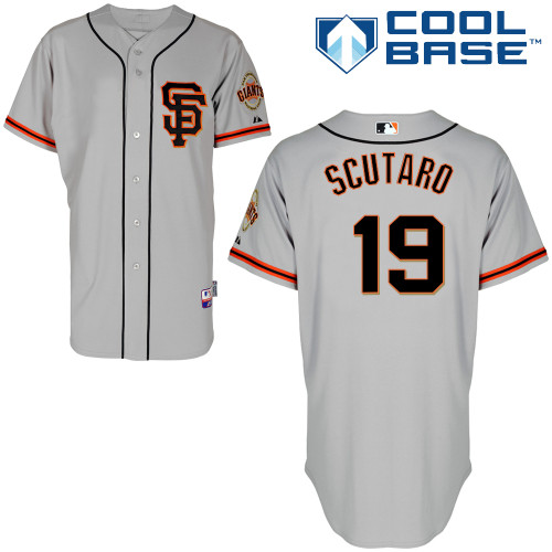 Marco Scutaro #19 MLB Jersey-San Francisco Giants Men's Authentic Road 2 Gray Cool Base Baseball Jersey